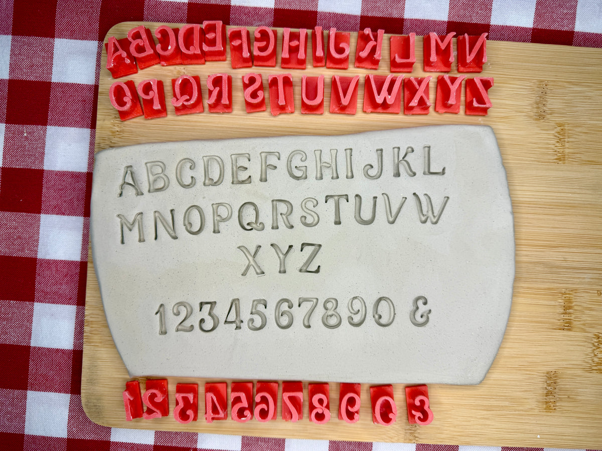 Alphabet and Number Pottery Stamp Set - Pirate Font - August 2026 Pirate Theme Mystery Box - alphabet and numbers