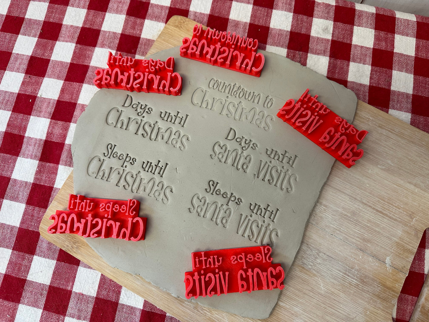 Christmas "Countdown to Christmas", "Days until Christmas", "Sleeps until Christmas", "Days until Santa Visits" or "Sleeps until Santa Visits" word stamps - plastic 3D printed, multiple sizes, each or set