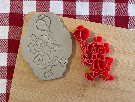 Clown w/ balloons - Pottery Stamp - June 2025 - Circus Themed Mystery Box, multiple sizes available