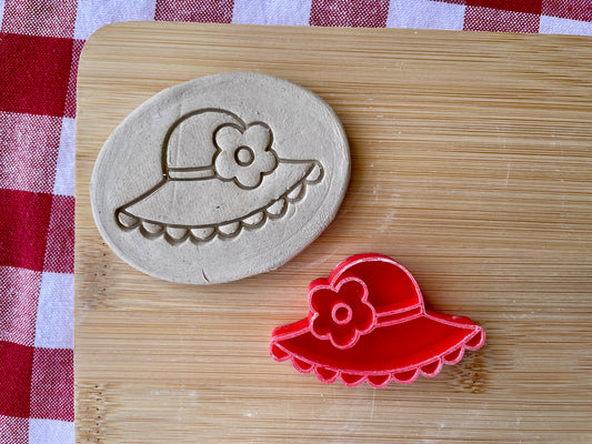 Beach Hat with Flower Pottery Stamp - April 2026 - Beach Themed Mystery Box, multiple sizes available