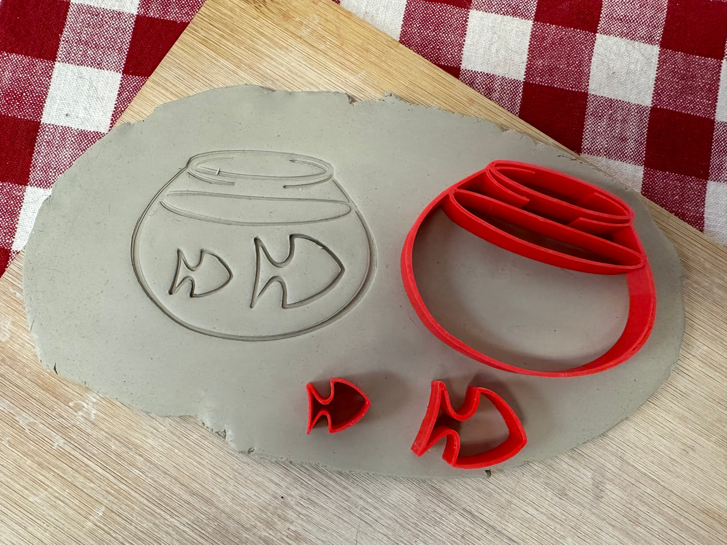 Fish Bowl Pottery Stamp - Pet doodle series, 3D Printed, Multiple Sizes Available