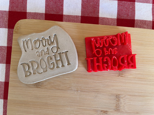 "Merry and BRIGHT" - Pottery Word Stamp - July 2025 - Christmas in July Themed Mystery Box, multiple sizes available