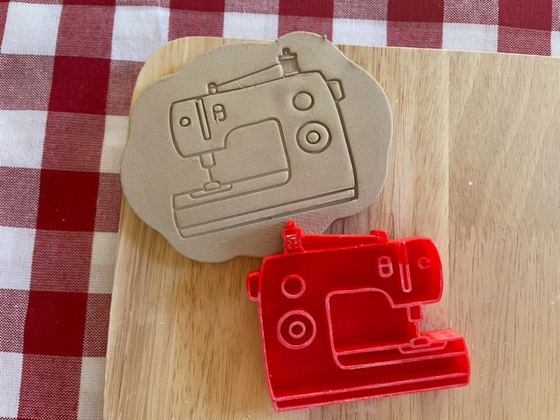 Sewing Machine pottery stamp, from the June 2024 Fiber Arts themed mystery box - multiple sizes available, 3D printed