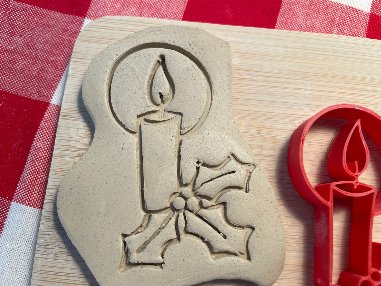 Christmas Candle pottery stamp - from the February 2024 mystery box, multiple sizes available