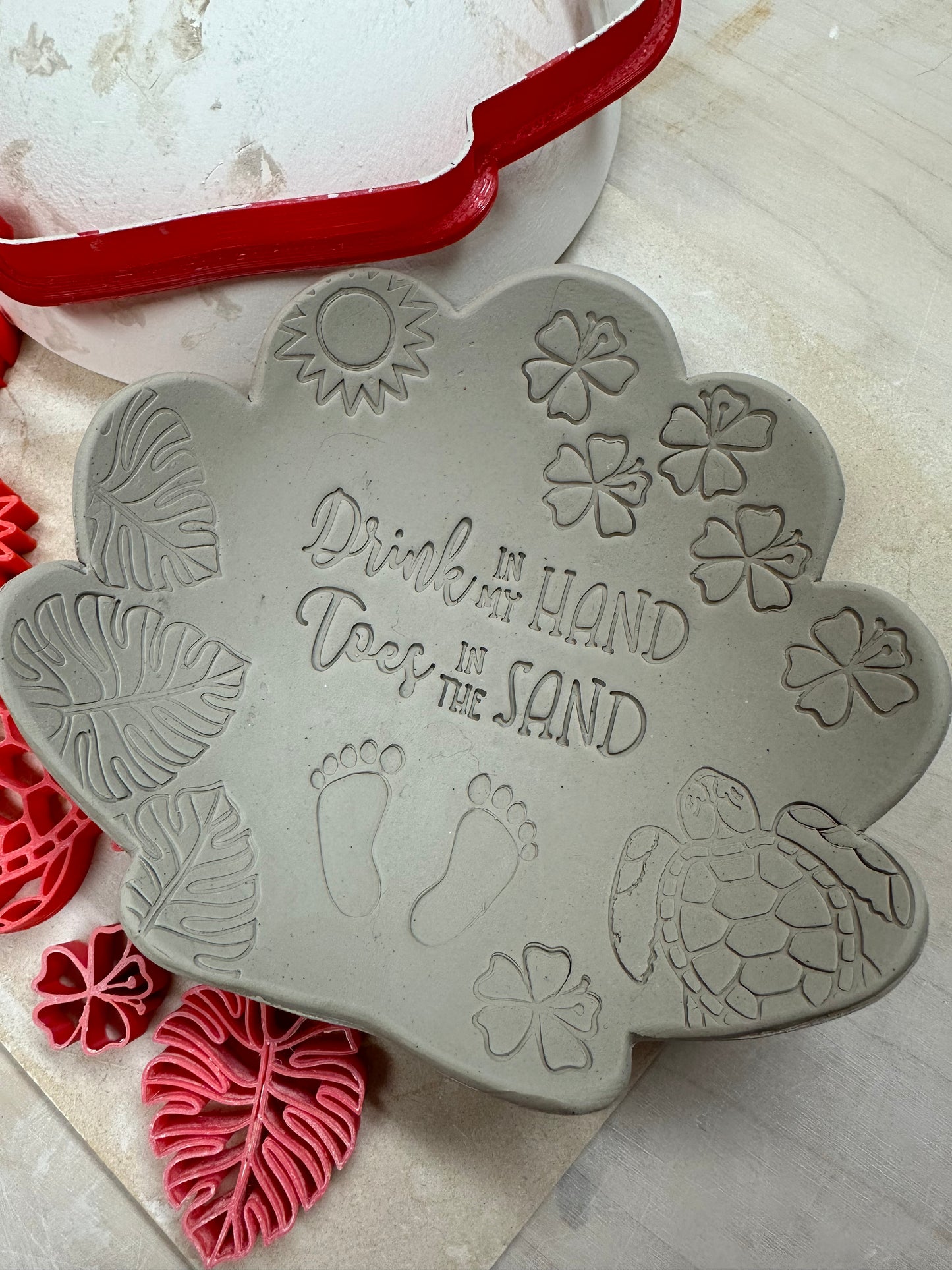 "Drink in my Hand Toes in the Sand" word stamp - plastic 3D Printed, Multiple Sizes Available