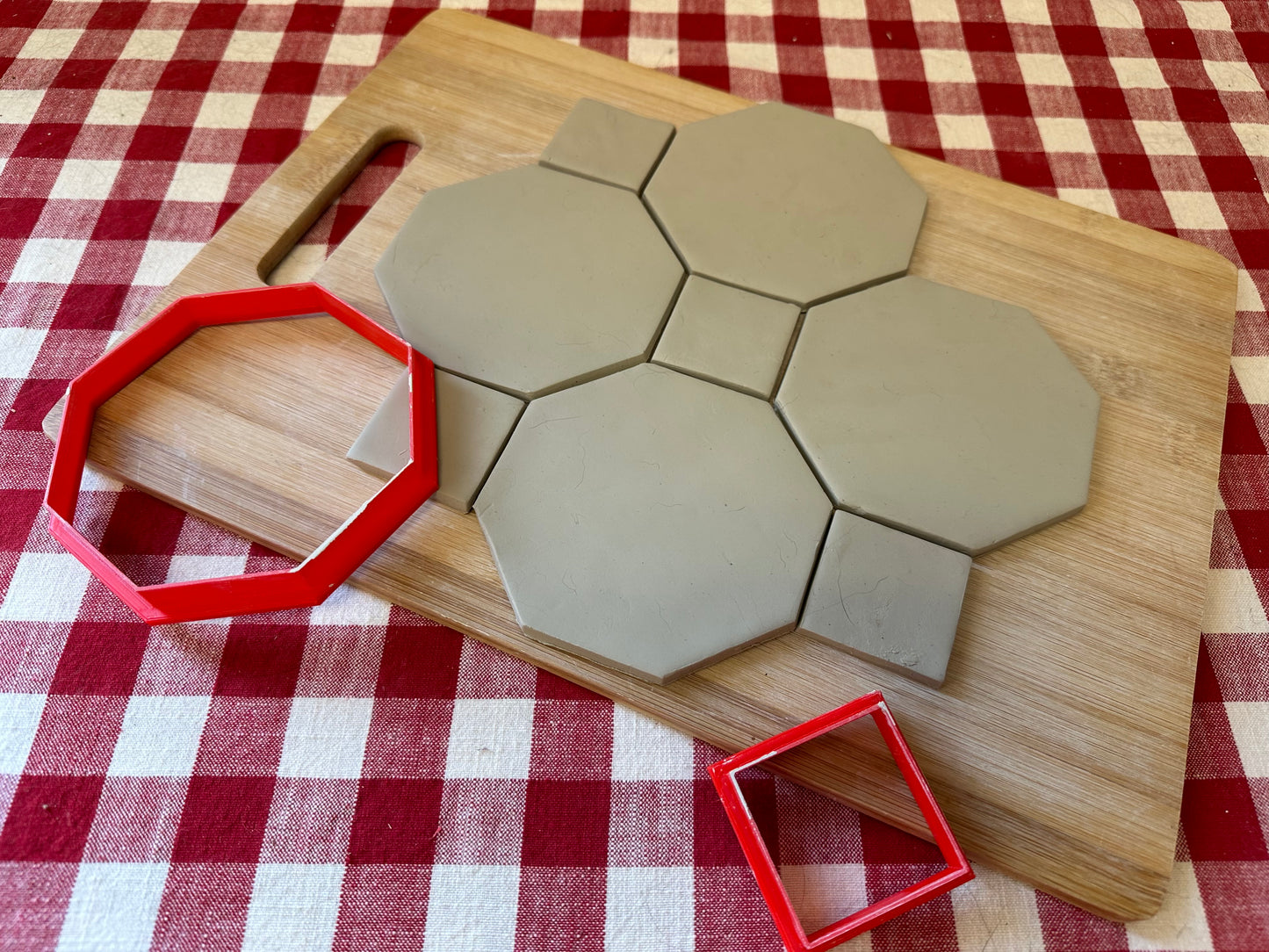 DIY Ceramic Tiles - Octagon and Square shape, Clay Cutter - plastic 3D printed, multiple sizes