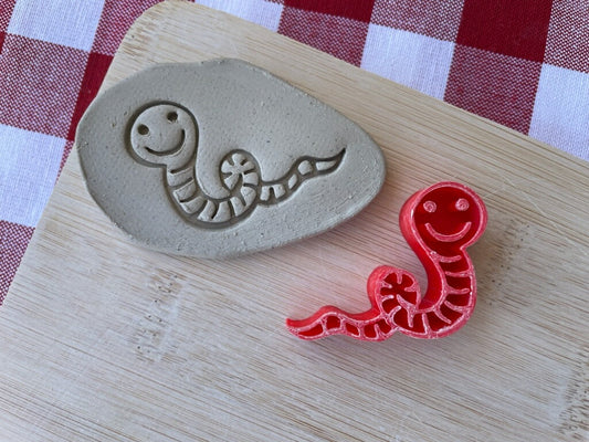 Worm pottery stamp, from the April 2024 Boys Themed mystery box - multiple sizes available, 3D printed