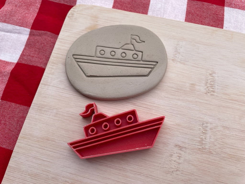 Cruise ship pottery stamp, from the March 2024 Travel mystery box - multiple sizes available, 3D printed