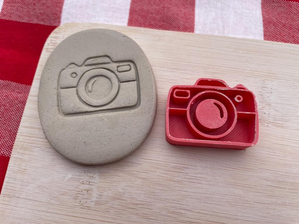 Camera pottery stamp, from the March 2024 Travel mystery box, multiple sizes available