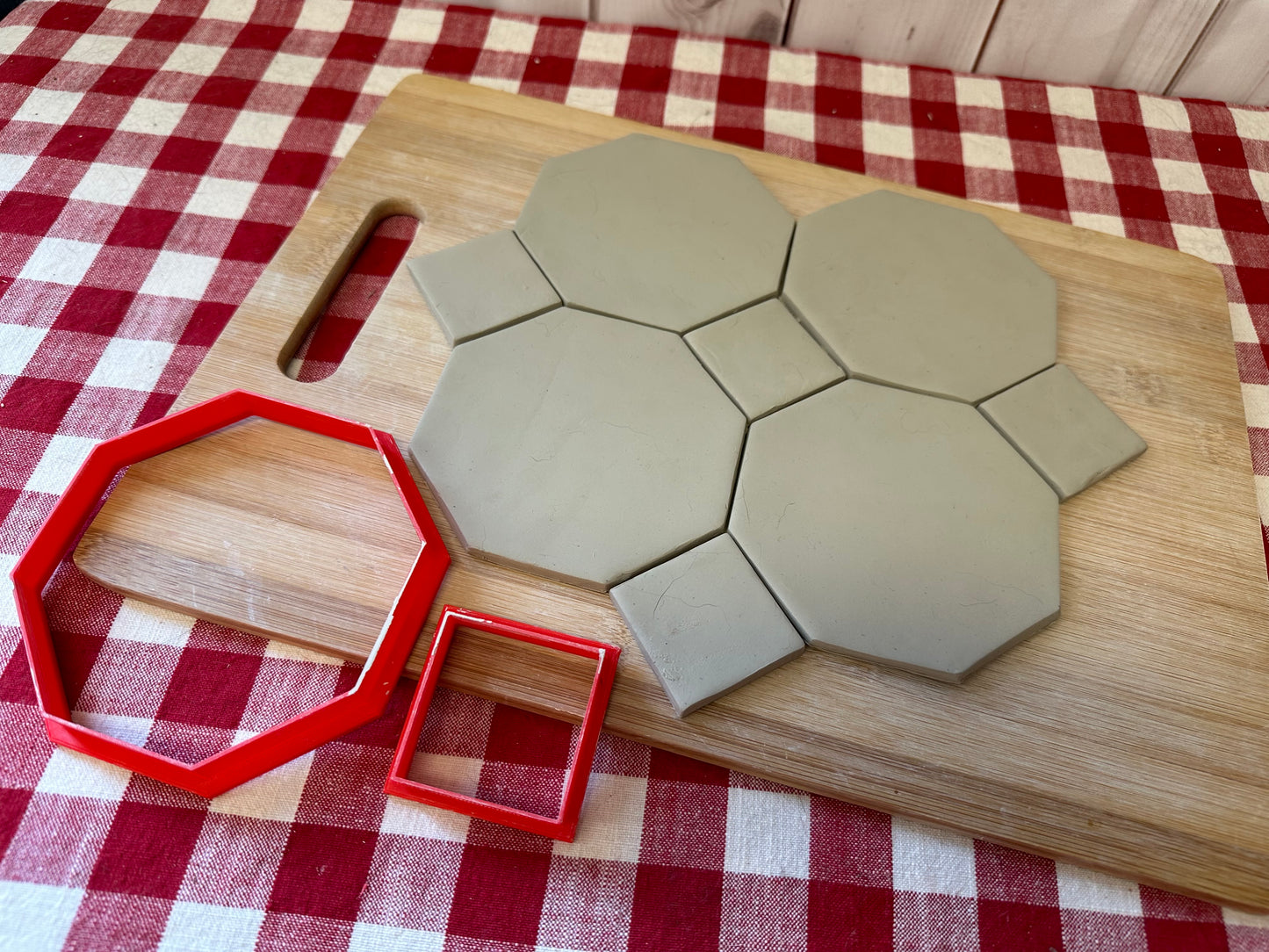 DIY Ceramic Tiles - Octagon and Square shape, Clay Cutter - plastic 3D printed, multiple sizes