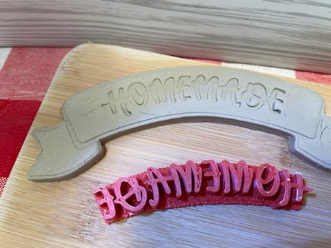 "Homemade" word stamp for handle - December 2023 mystery box, plastic 3d printed, multiple sizes available