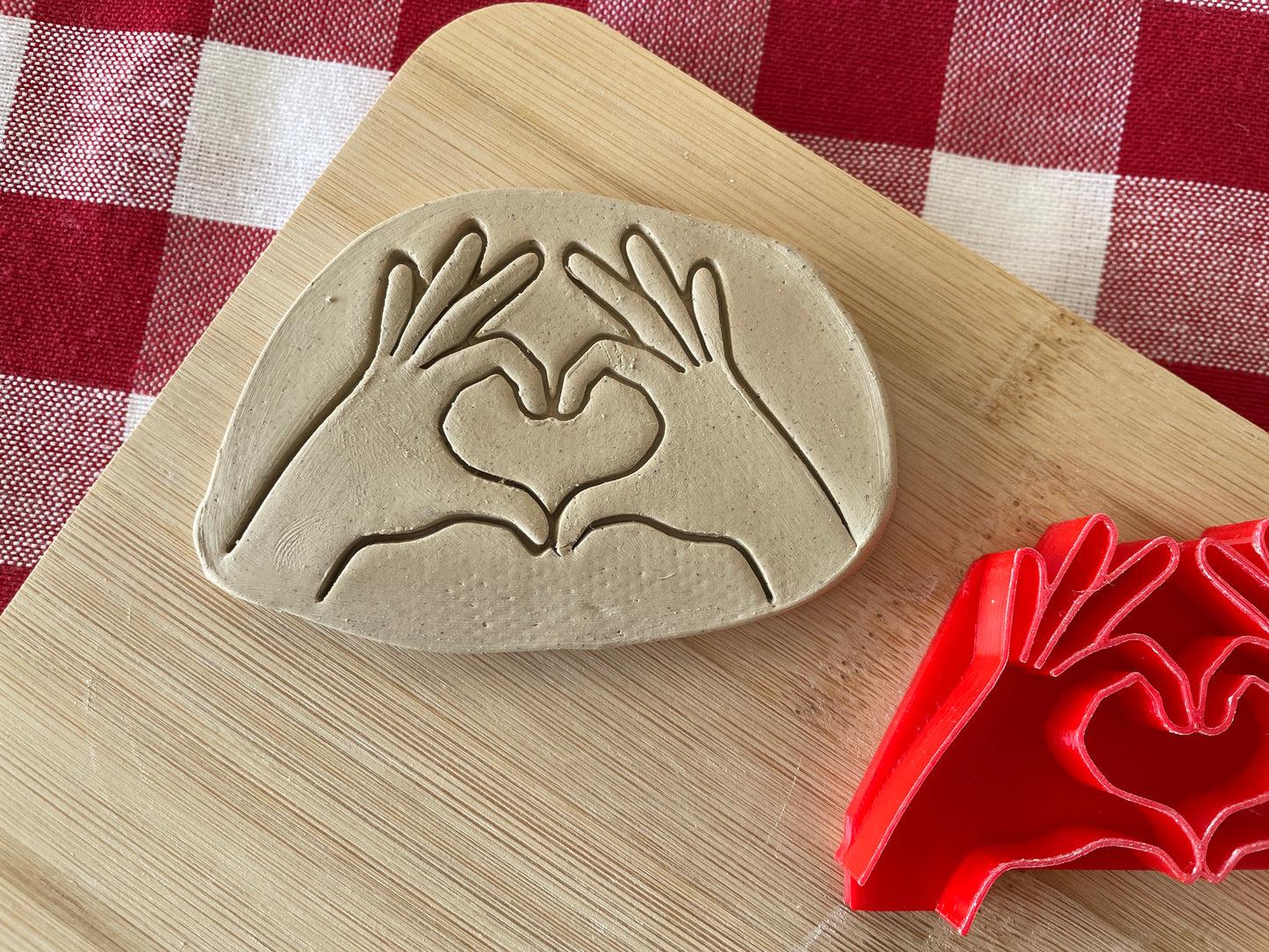 Heart Hands Pottery Stamp - Teenagers themed January 2025 Mystery Box, multiple sizes available