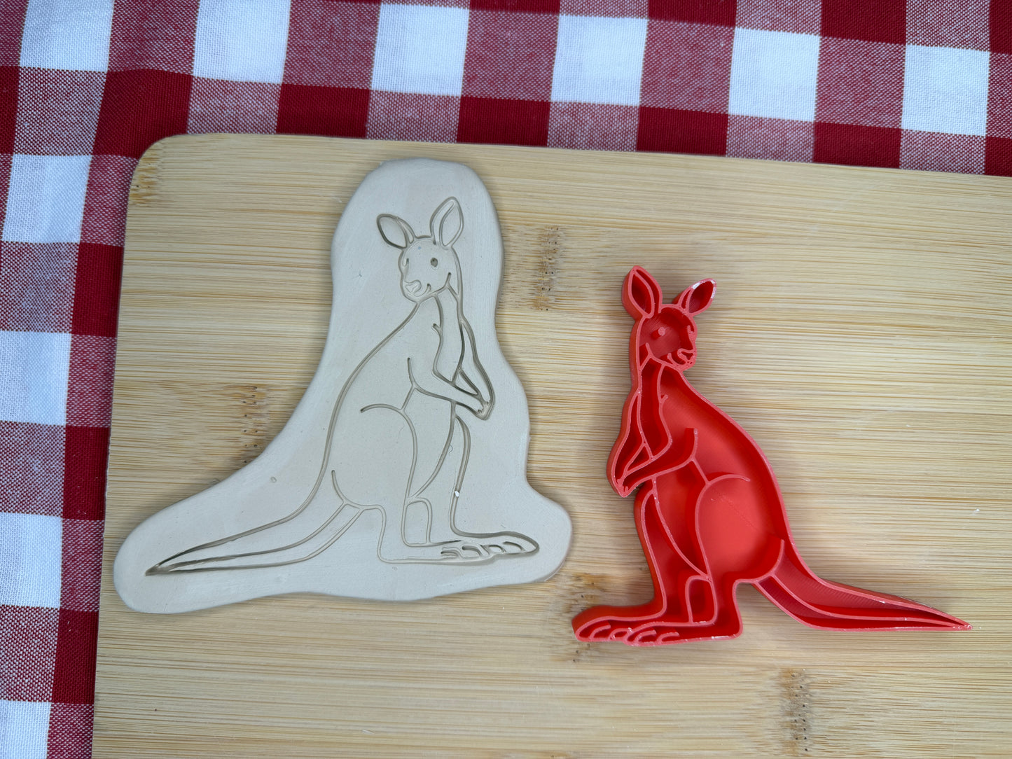 Kangaroo Pottery Stamp with optional cookie cutter - May 2026 - Animals That I Haven't Yet Made Themed Mystery Box, multiple sizes available