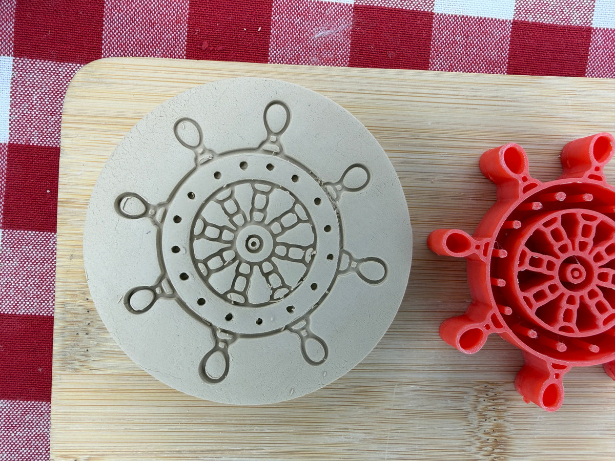 Ship Wheel Pottery Stamp - August 2026 - Pirate Themed Mystery Box, multiple sizes available