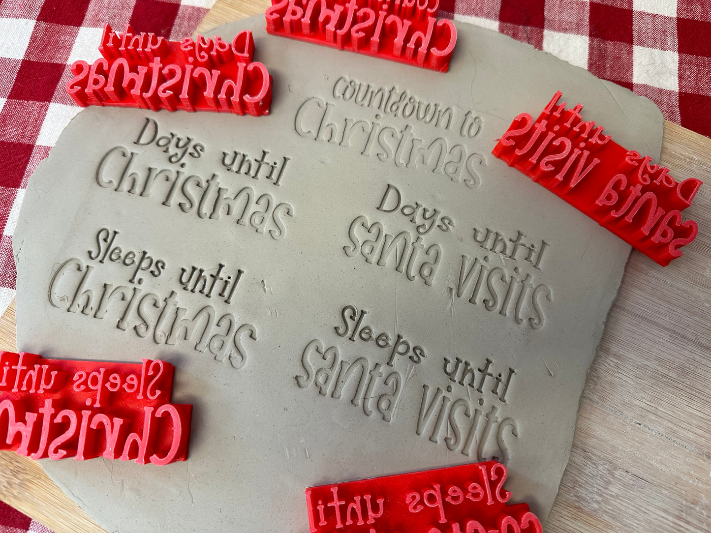 Christmas "Countdown to Christmas", "Days until Christmas", "Sleeps until Christmas", "Days until Santa Visits" or "Sleeps until Santa Visits" word stamps - plastic 3D printed, multiple sizes, each or set