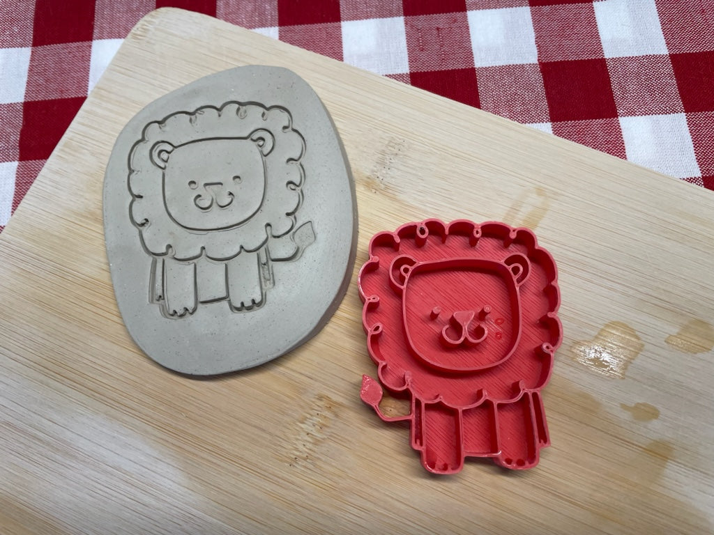 Lion pottery stamp, from the April 2024 Boys themed mystery box - multiple sizes available, 3D printed