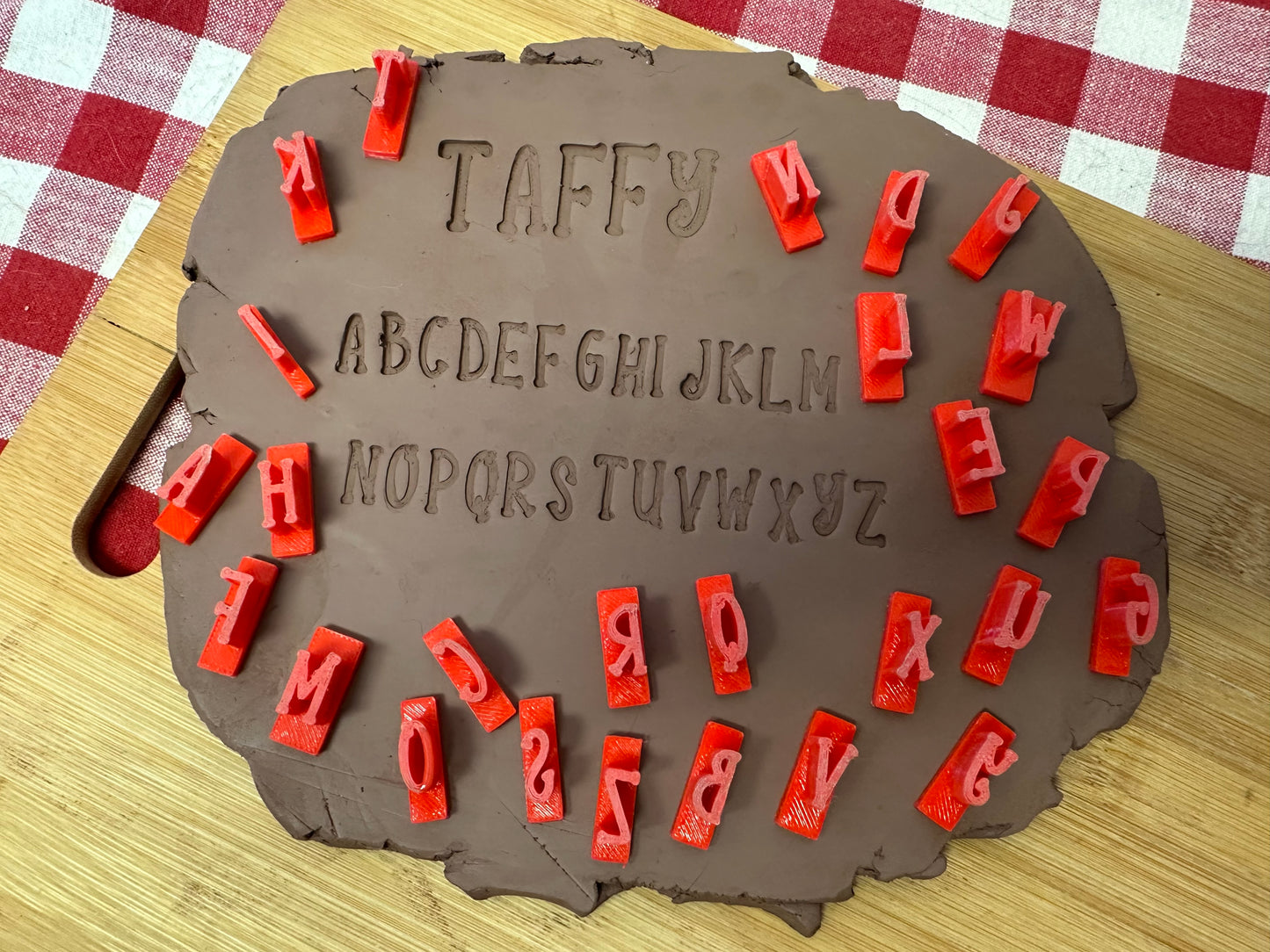 Alphabet Pottery Stamp Set - Taffy Font, alphabet and/or numbers