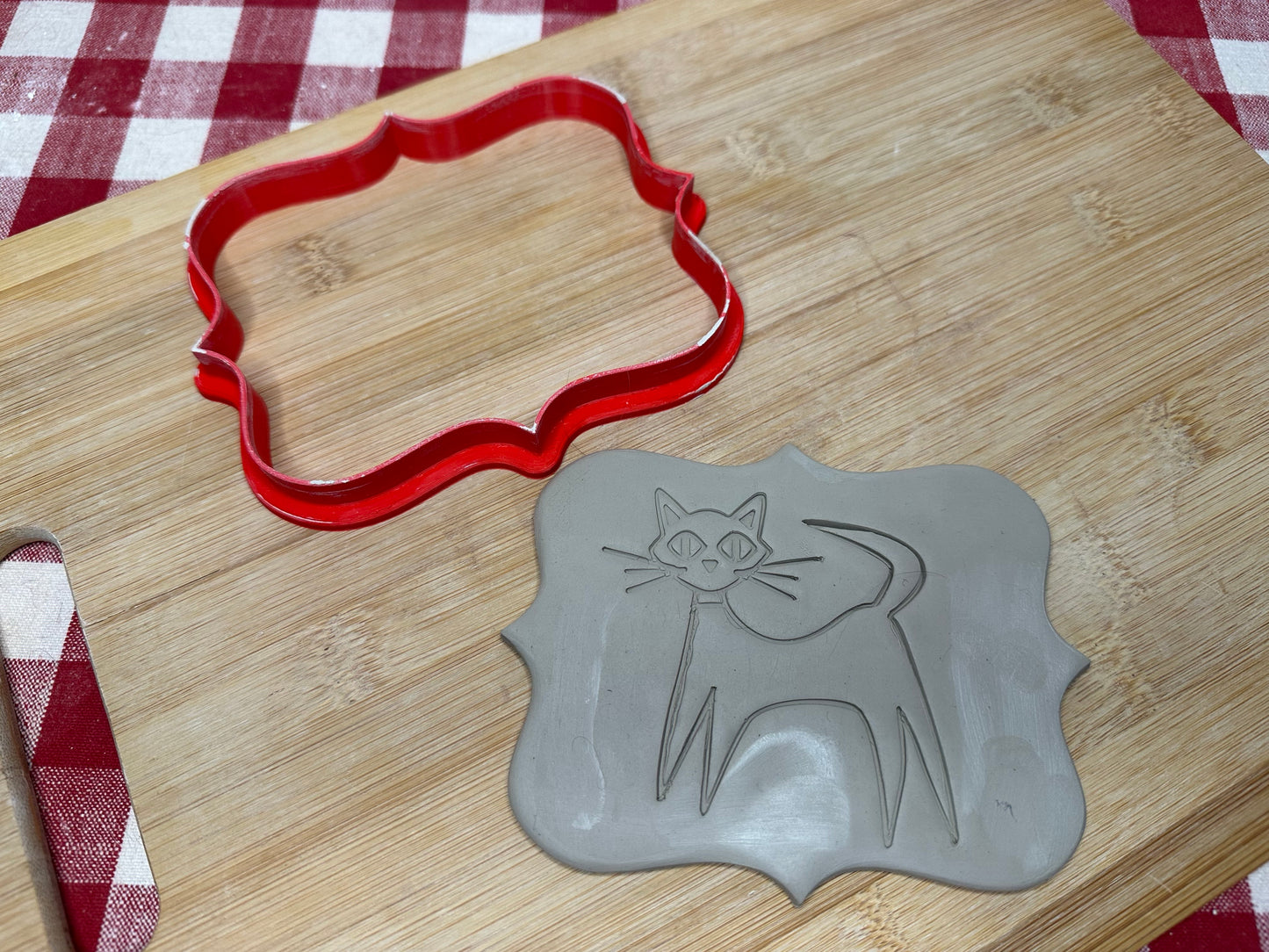 Fancy Rectangle Plaque, Clay Cutter - plastic 3D printed, pottery tool, multiple sizes