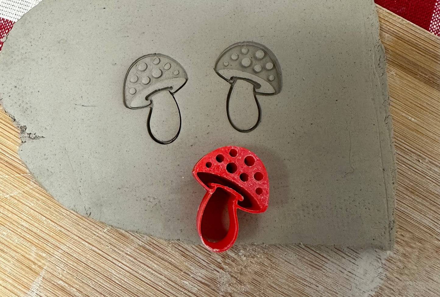 Mushroom Mini Pottery Stamp - June 2023 stamp of the month, plastic 3D printed, multiple sizes