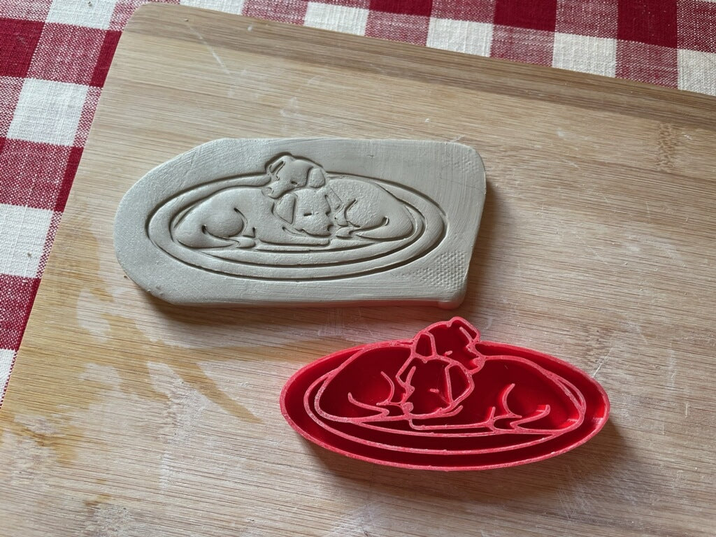 Pottery Stamp, Puppies on a Rug - multiple sizes available