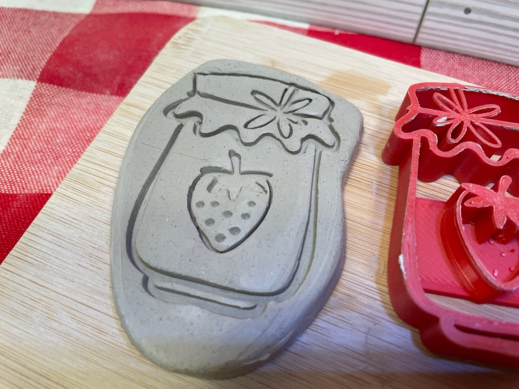 Strawberry Jam Jelly Jar Pottery Stamp - December 2023 Mystery Box, Plastic 3D printed, multiple sizes available