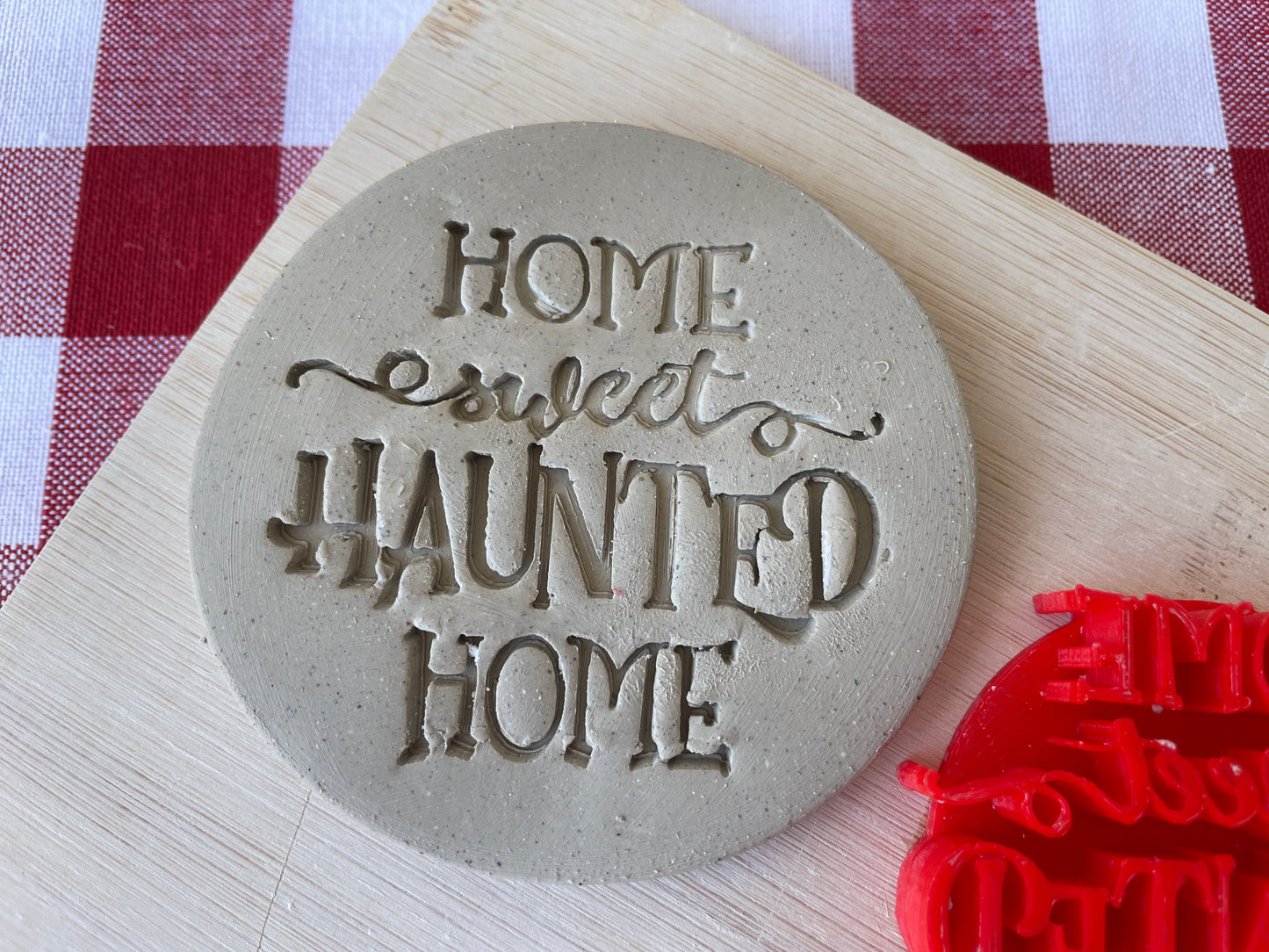 "Home Sweet Haunted Home" word stamp - August 2024 mystery box Halloween themed, multiple sizes available