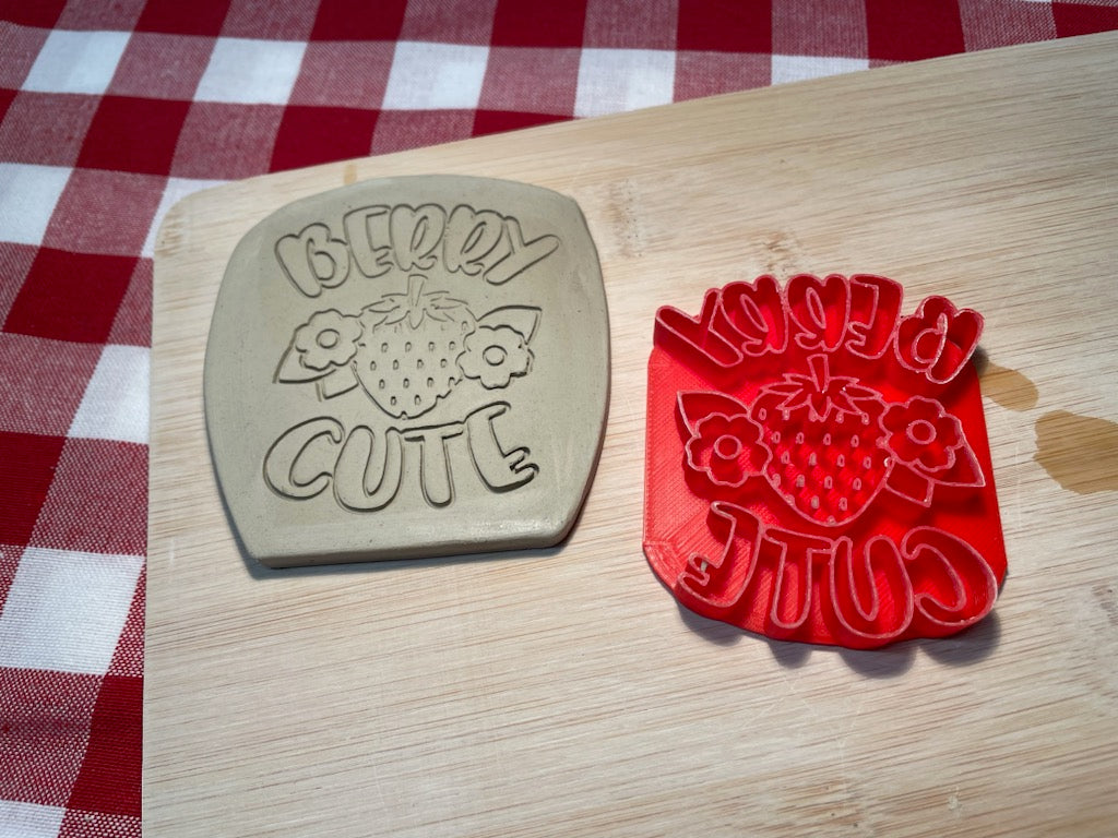 "Berry Cute" word stamp - May 2024 mystery box, plastic 3D printed, multiple sizes available