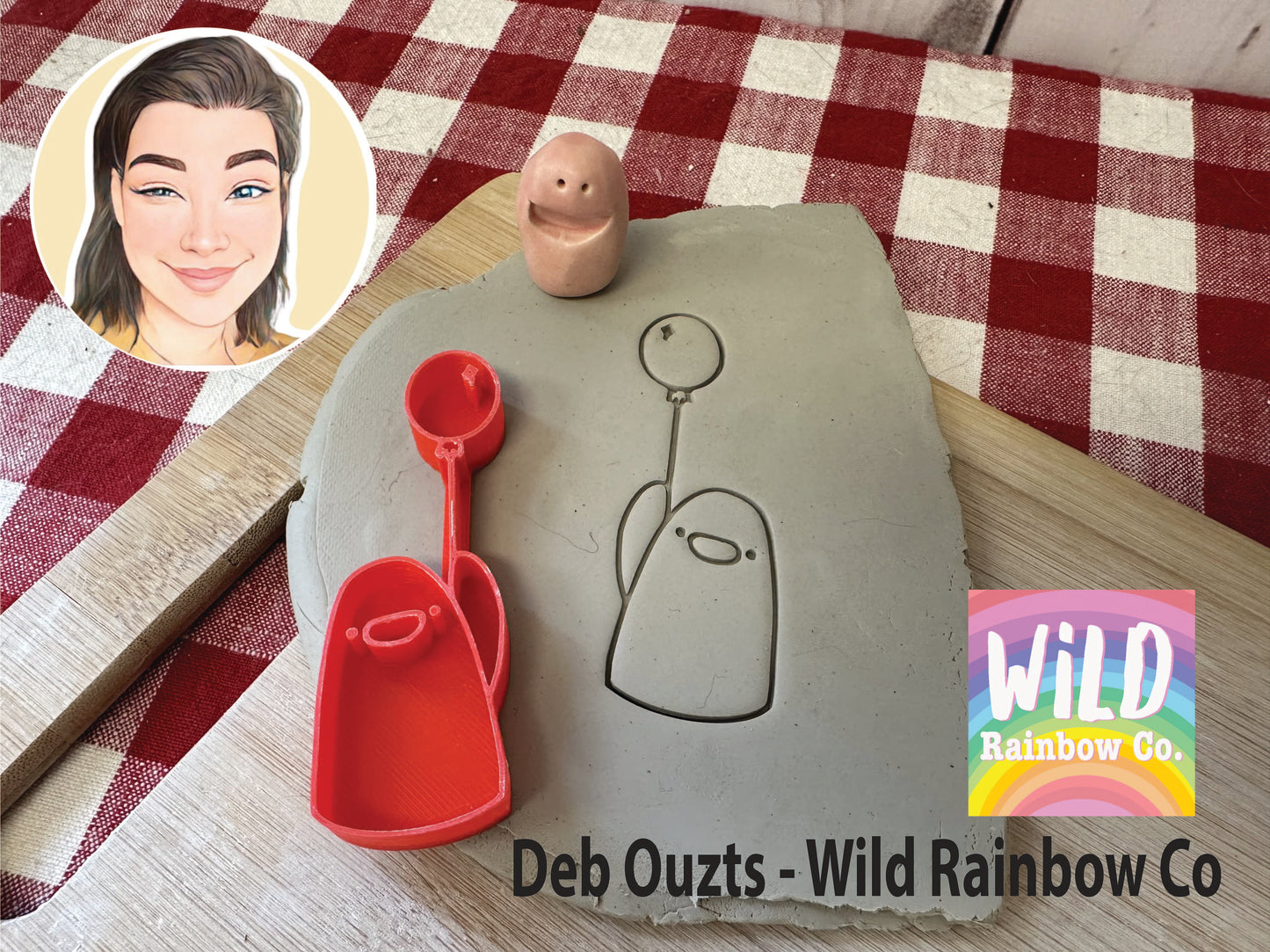 Deb Ouzts collaboration design Nugget stamp, Nugget with balloon from Wild Rainbow Co