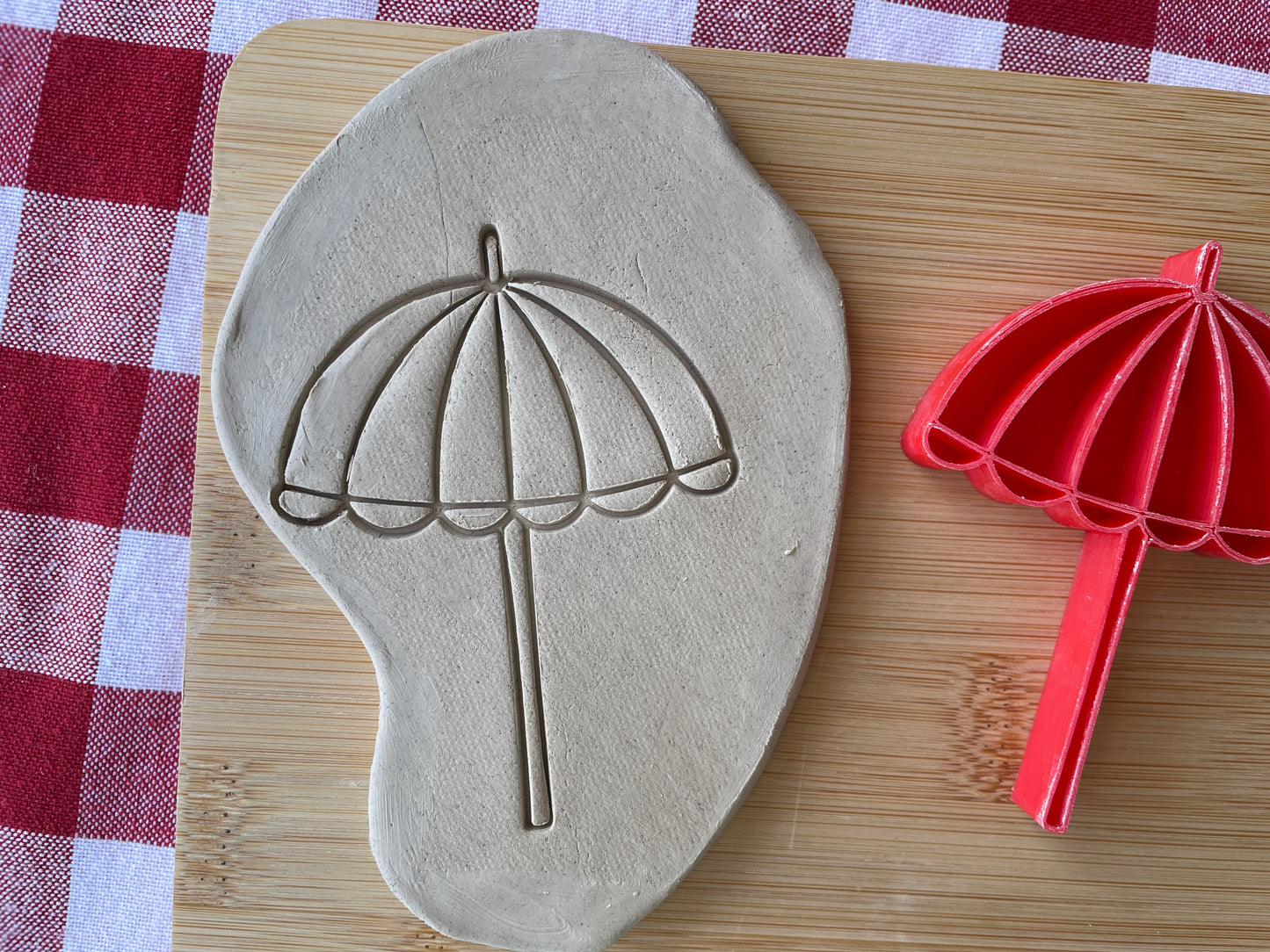 Beach Umbrella Pottery Stamp - April 2026 - Beach Themed Mystery Box, multiple sizes available