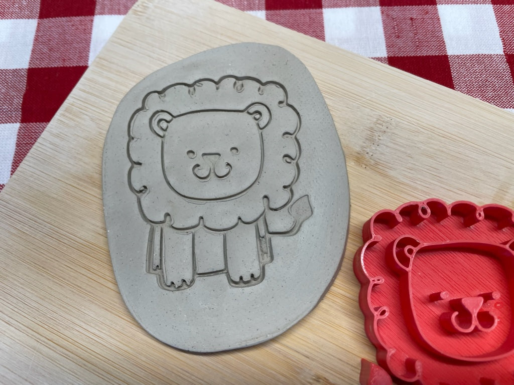 Lion pottery stamp, from the April 2024 Boys themed mystery box - multiple sizes available, 3D printed