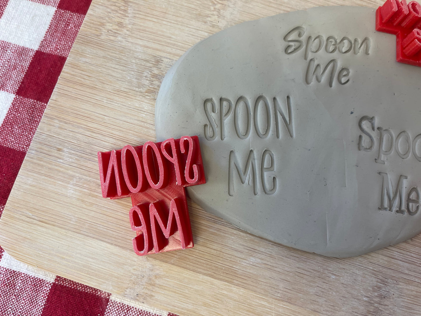 "Spoon Me" word stamp - for Spoon rest, plastic 3D printed, multiple sizes