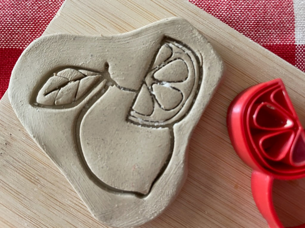 Lemon with Lemon Slice stamp, from the January 2024 mystery box - multiple sizes available, plastic pottery stamp, 3D printed