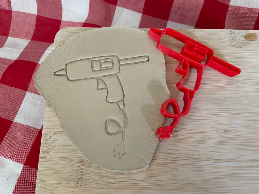 Glue Gun pottery stamp - November 2023 mystery box, multiple sizes available