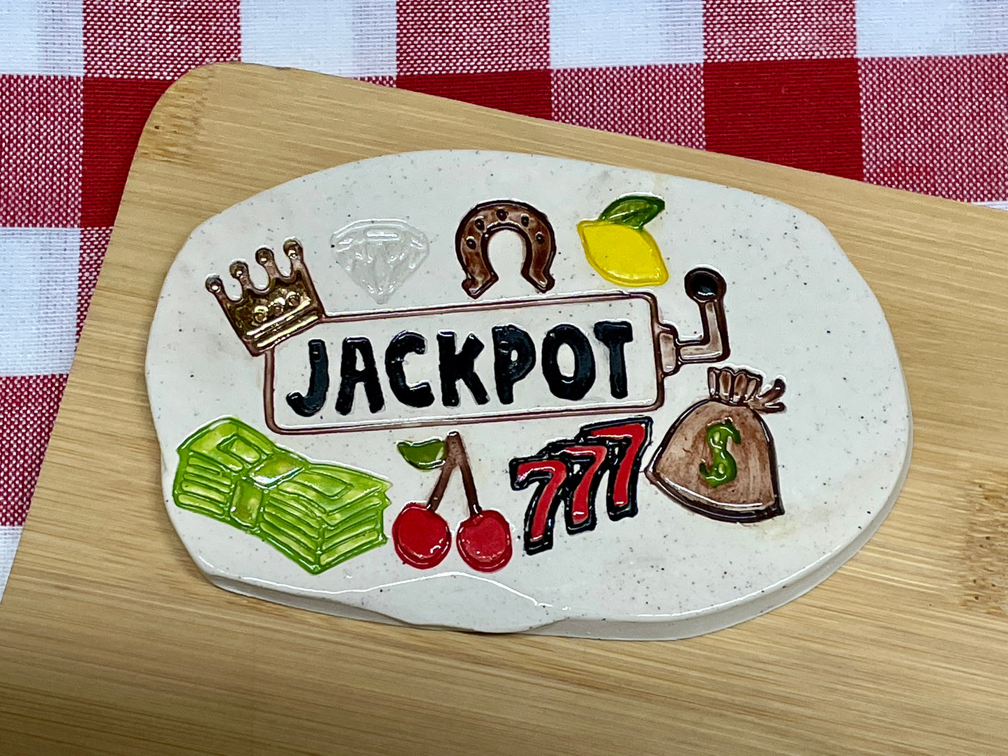 "Jackpot" word stamp - September 2024 mystery box, plastic 3D printed, multiple sized available