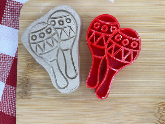 Maracas Pottery Stamp - Fiesta Party themed April 2025 Mystery Box, multiple sizes available