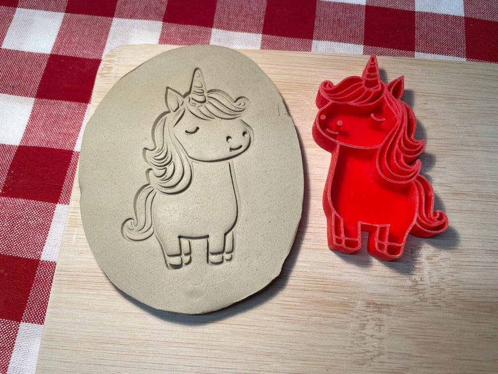 Cute Unicorn pottery stamp, from the May 2024 Boys themed mystery box - multiple sizes available, 3D printed