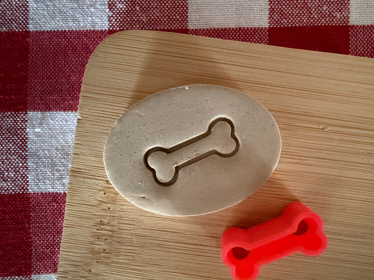 Mini Dog Bone Pottery Stamp - August 2026 stamp of the month, plastic 3D printed, multiple sizes