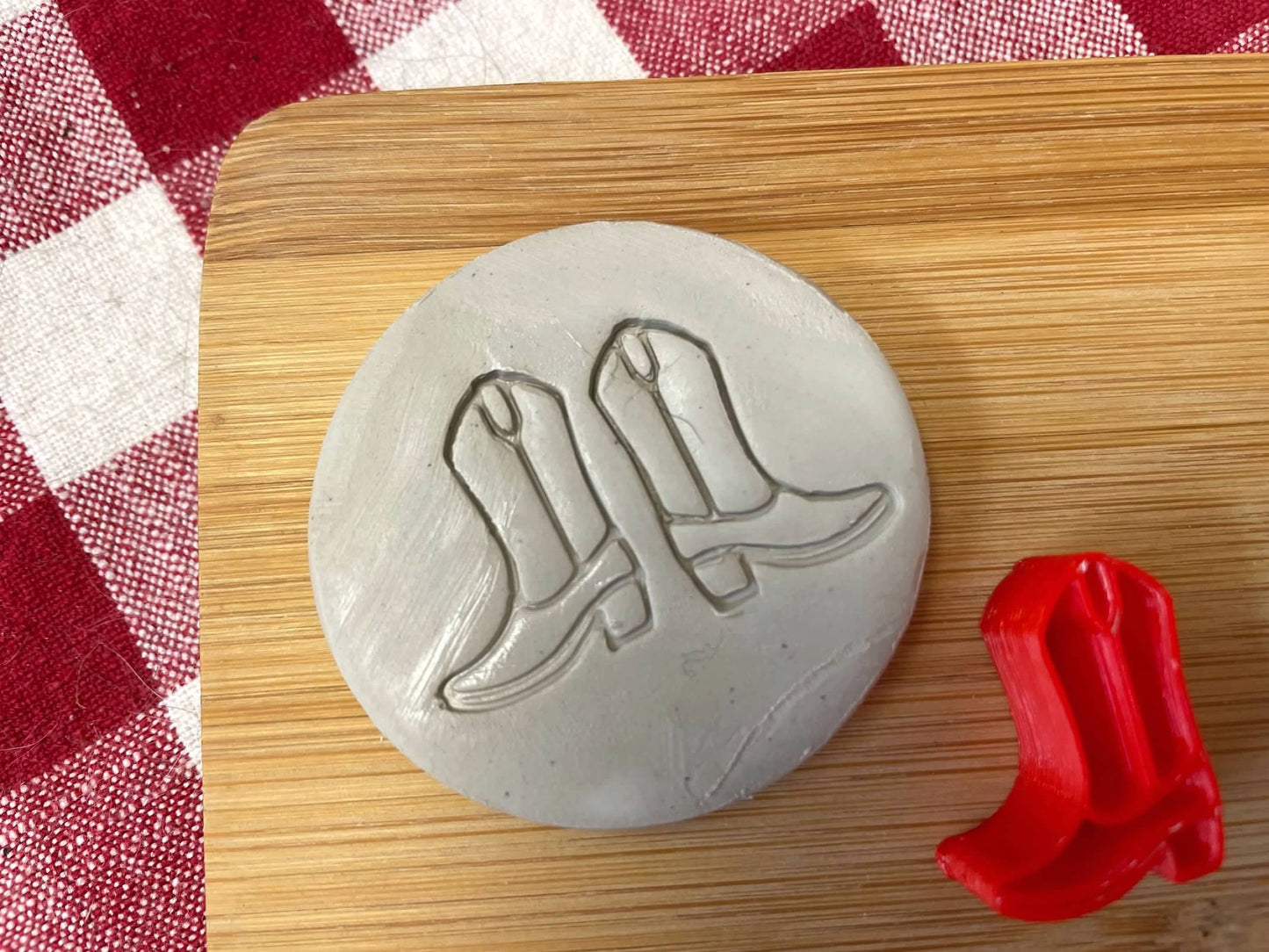 Mini Boot Pottery Stamp - CCSA 2025 attendee stamp, Stamp of the month, plastic 3D printed, multiple sizes