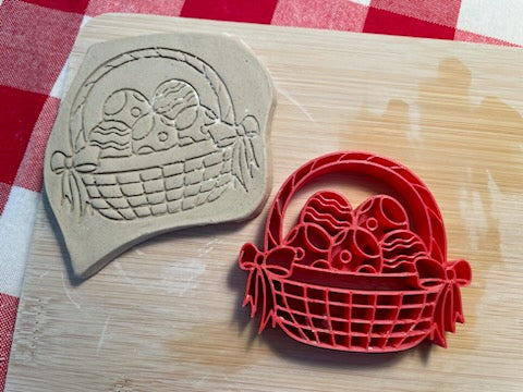 Easter basket pottery stamp - from the February 2024 mystery box, multiple sizes available