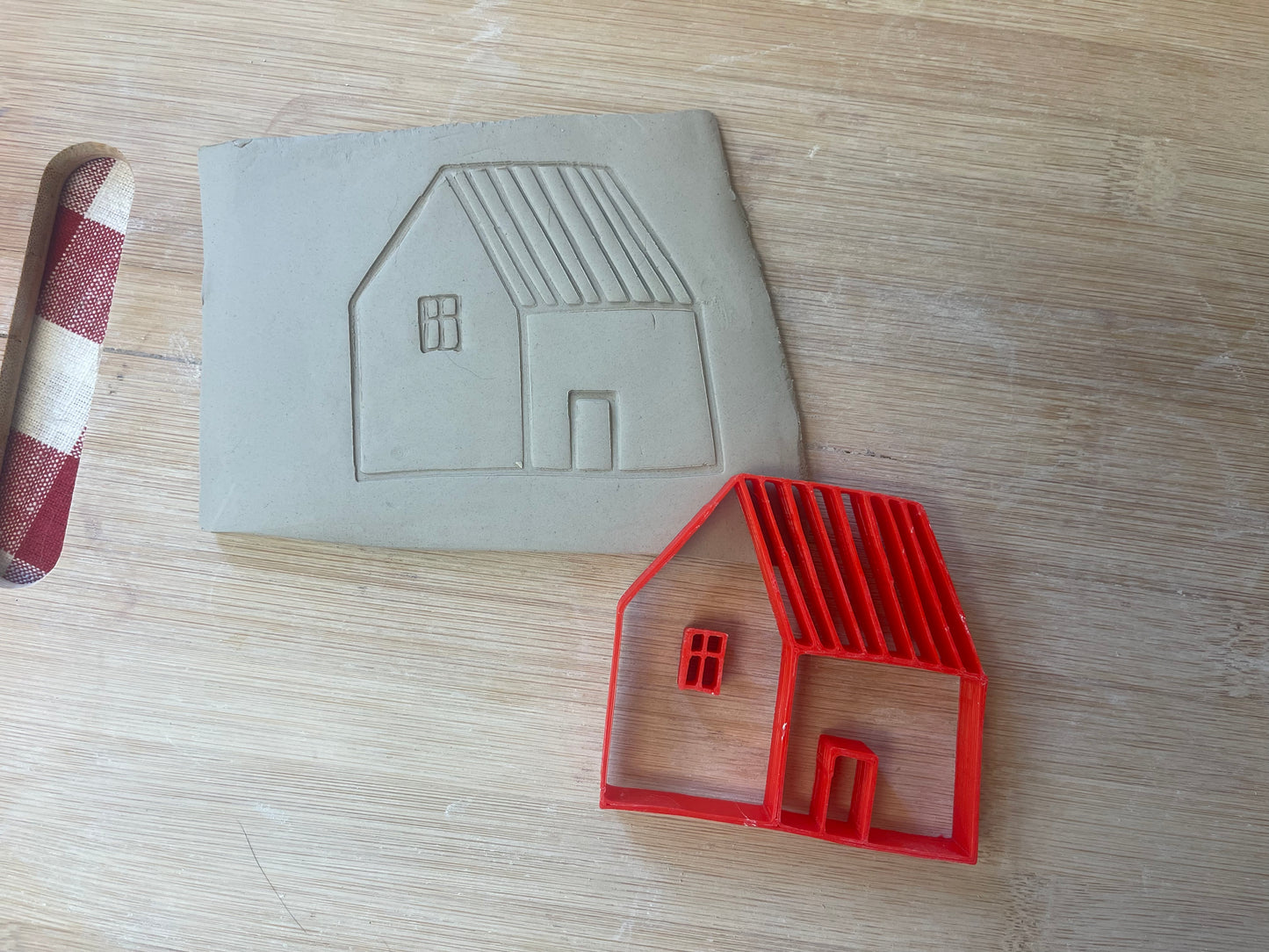 Pottery Stamp, Minimalist Winter House design - September 2023 mystery box, multiple sizes available