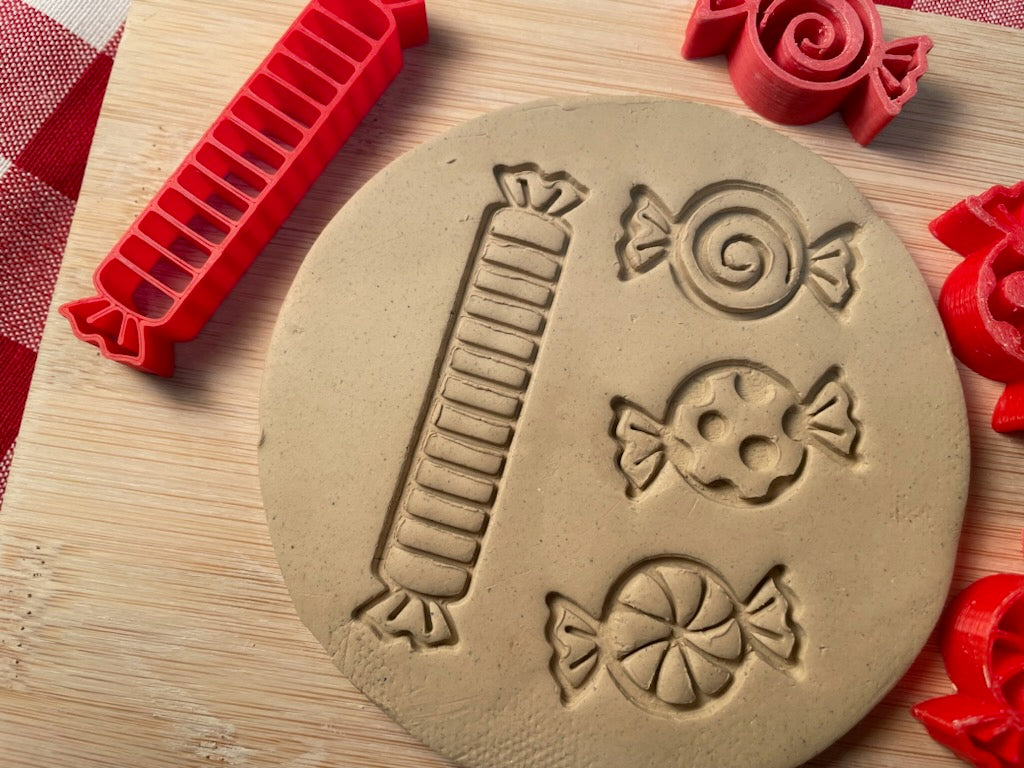 Pieces of Candy pottery stamps - Gingerbread themed July 2024 Mystery Box, sold as set or individual