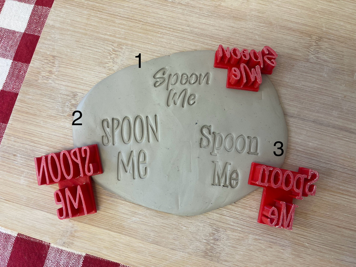 "Spoon Me" word stamp - for Spoon rest, plastic 3D printed, multiple sizes