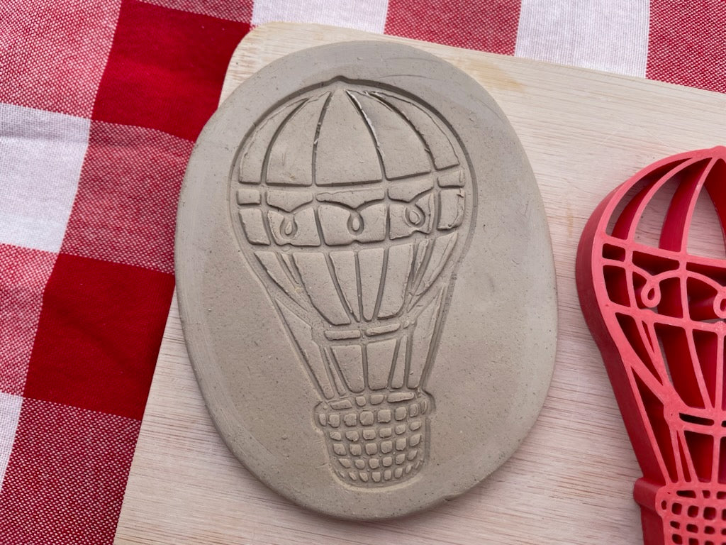Hot air balloon pottery stamp, from the March 2024 Travel mystery box, 3d printed, multiple sizes available