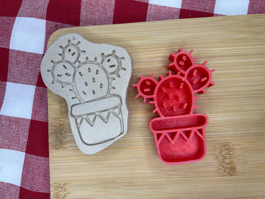 Cactus 1 Pottery Stamp - Fiesta Party themed April 2025 Mystery Box, multiple sizes available