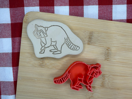 Raccoon Pottery Stamp with optional cookie cutter - May 2026 - Animals That I Haven't Yet Made Themed Mystery Box, multiple sizes available