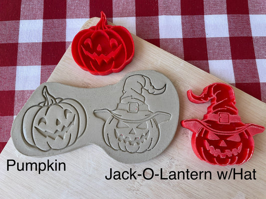 Pumpkin Pottery Stamps - Pumpkin or Jack-O-Lantern with Hat - August 2024 Mystery Box, Halloween themed - each