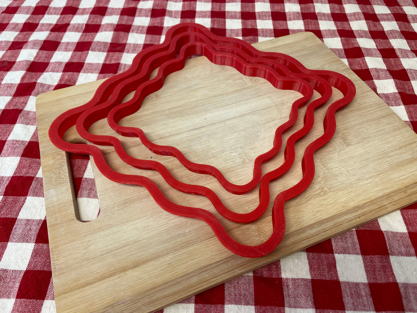 Wavy Square, Clay Cutter - plastic 3D printed, pottery tool, multiple sizes