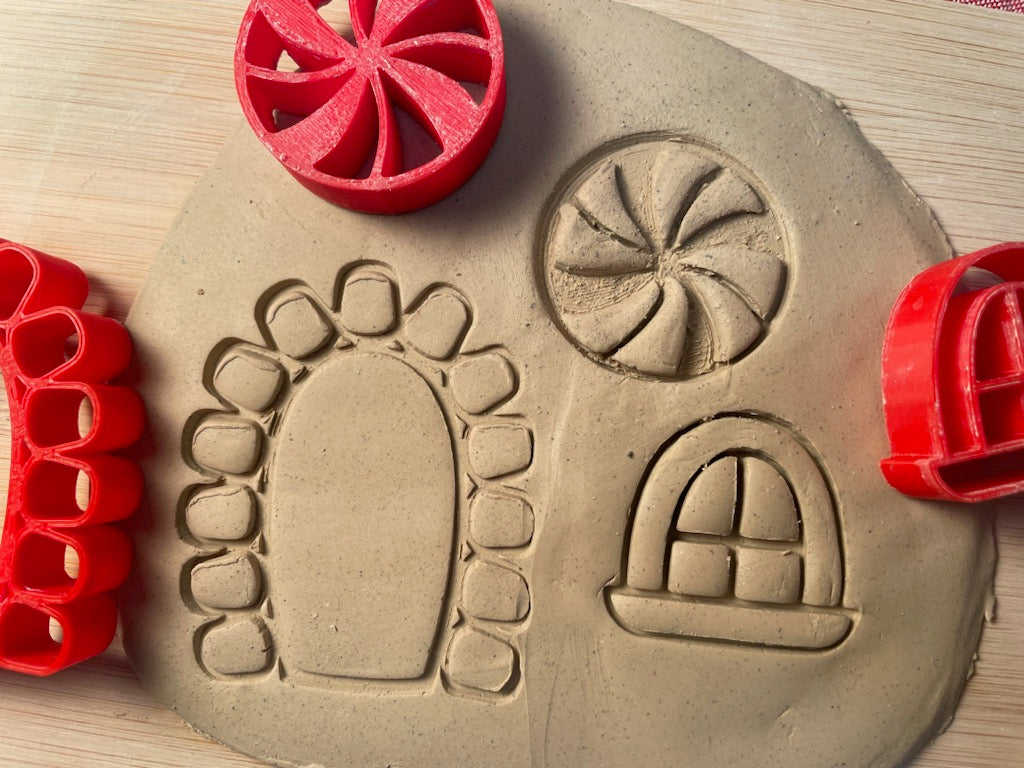 Door, Window, Candy Swirl Pottery Stamps - Gingerbread Style July 2024 Mystery Box, plastic 3D printed, sold as set or each