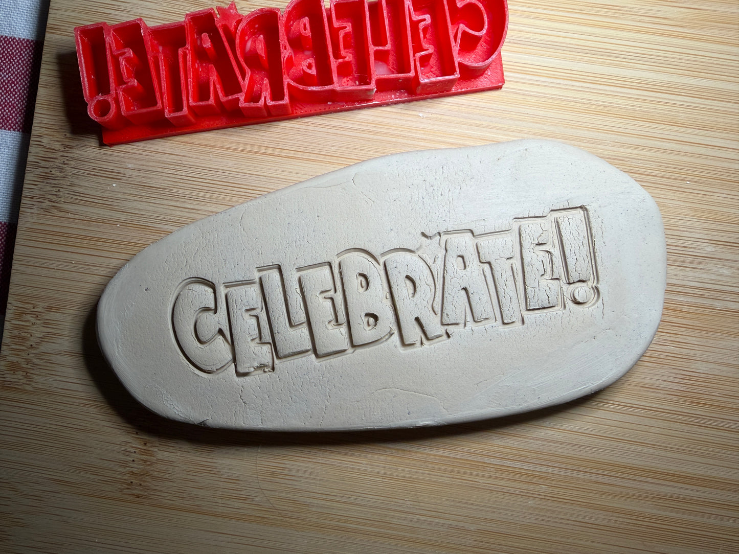 “Celebrate” word Pottery Stamp - multiple sizes available