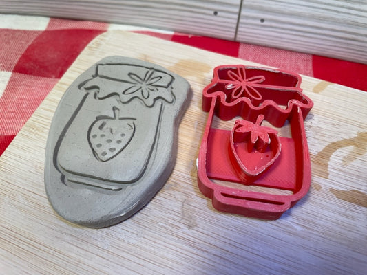 Strawberry Jam Jelly Jar Pottery Stamp - December 2023 Mystery Box, Plastic 3D printed, multiple sizes available
